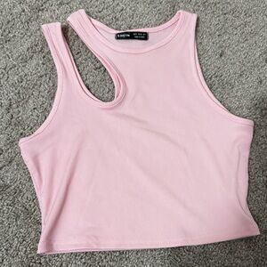 SHEIN Light Pink Cutout Tank Top